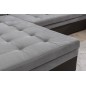 Canapé panoramique convertible - DAMIEN VELOURS - en tissu gris de qualité et caisse simili noir, 7 places, méridienne à gauche
