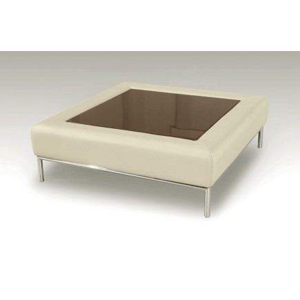 Table basse en simili cuir italien PALOMA, écru
