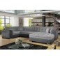 - Canapé panoramique convertible - DAMIEN VELOURS - en velours gris clair gris foncé de qualité, 7 places, gris, méridienne à dr