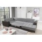 - Canapé panoramique convertible - DAMIEN VELOURS - en velours gris clair gris foncé de qualité, 7 places, gris, méridienne à dr