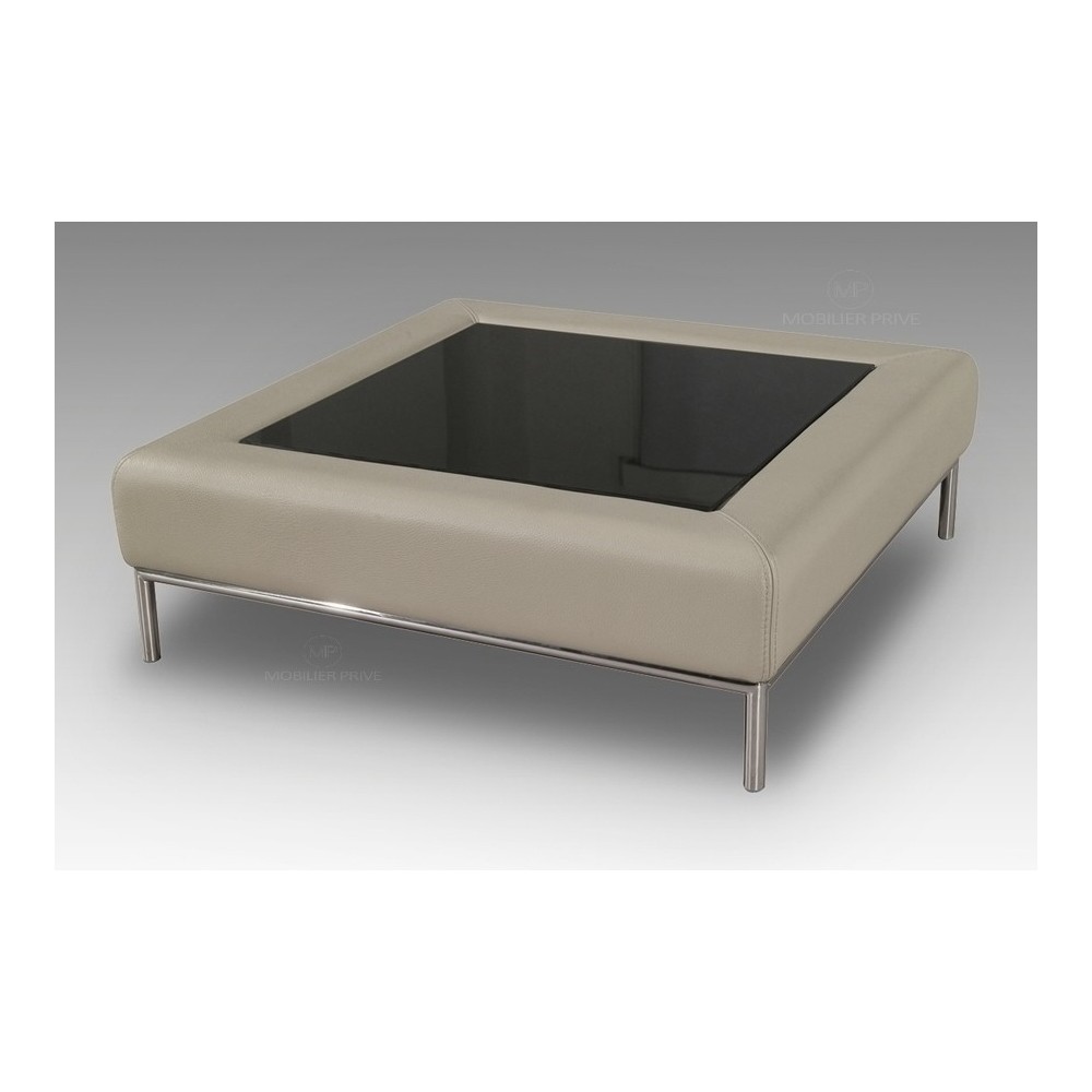 Table basse en simili cuir italien PALOMA, gris clair