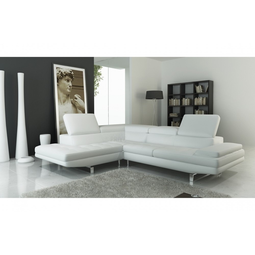 Canapé d'angle en cuir italien 6 places BIRKIN, blanc, angle gauche Canapé d'angle en cuir italien 6 places BIRKIN, blanc, angle gauche