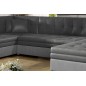 Canapé panoramique convertible - DAMIEN VELOURS - velours gris foncé et gris clair de qualité, 7 places, méridienne à gauche et