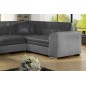 Canapé panoramique convertible - DAMIEN VELOURS - en velours gris foncé et gris clair de qualité, 7 places, méridienne à droite