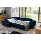 Canapé d'angle convertible - ERWAN - en velours luxe 5 places, bleu foncé, angle gauche (vu de face)