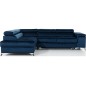 Canapé d'angle convertible - ERWAN - en velours luxe 5 places, bleu foncé, angle gauche (vu de face)
