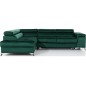 - Canapé d'angle convertible - ERWAN - en velours luxe 5 places, vert, angle gauche (vu de face)