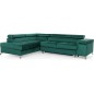 - Canapé d'angle convertible - ERWAN - en velours luxe 5 places, vert, angle gauche (vu de face)