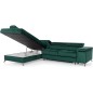 - Canapé d'angle convertible - ERWAN - en velours luxe 5 places, vert, angle gauche (vu de face)