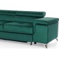 - Canapé d'angle convertible - ERWAN - en velours luxe 5 places, vert, angle gauche (vu de face)