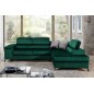 Canapé d'angle convertible - ERWAN - en velours luxe 5 places, vert, angle droit (vu de face)