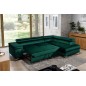 Canapé d'angle convertible - ERWAN - en velours luxe 5 places, vert, angle droit (vu de face)