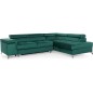 Canapé d'angle convertible - ERWAN - en velours luxe 5 places, vert, angle droit (vu de face)