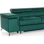 Canapé d'angle convertible - ERWAN - en velours luxe 5 places, vert, angle droit (vu de face)