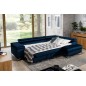 Canapé d'angle convertible - ERWAN - en velours luxe 5 places, bleu foncé, angle droit (vu de face)