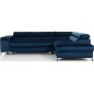 Canapé d'angle convertible - ERWAN - en velours luxe 5 places, bleu foncé, angle droit (vu de face)