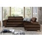 Canapé d'angle convertible - ERWAN - en velours luxe 5 places, chocolat, angle droit (vu de face)