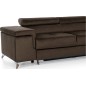 Canapé d'angle convertible - ERWAN - en velours luxe 5 places, chocolat, angle droit (vu de face)