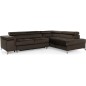 Canapé d'angle convertible - ERWAN - en velours luxe 5 places, chocolat, angle droit (vu de face)