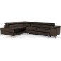Canapé d'angle convertible - ERWAN - en velours luxe 5 places, chocolat, angle gauche (vu de face)