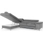 Canapé d'angle convertible - ERWAN - en velours luxe 5 places, gris, angle gauche (vu de face)