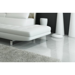 Canapé d'angle en cuir italien 6 places BIRKIN, gris clair.