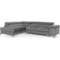 Canapé d'angle convertible - ERWAN - en velours luxe 5 places, gris, angle gauche (vu de face)