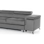 Canapé d'angle convertible - ERWAN - en velours luxe 5 places, gris, angle gauche (vu de face)