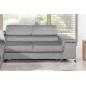Canapé d'angle convertible - ERWAN - en velours luxe 5 places, gris, angle gauche (vu de face)