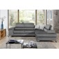 Canapé d'angle convertible - ERWAN - en velours luxe 5 places, gris, angle droit (vu de face)