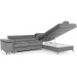 Canapé d'angle convertible - ERWAN - en velours luxe 5 places, gris, angle droit (vu de face)
