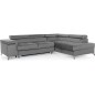 Canapé d'angle convertible - ERWAN - en velours luxe 5 places, gris, angle droit (vu de face)