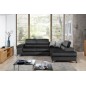Canapé d'angle convertible - ERWAN - en velours luxe 5 places, anthracite, angle droit (vu de face)