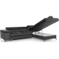 Canapé d'angle convertible - ERWAN - en velours luxe 5 places, anthracite, angle droit (vu de face)