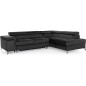 Canapé d'angle convertible - ERWAN - en velours luxe 5 places, anthracite, angle droit (vu de face)