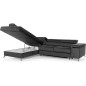 Canapé d'angle convertible - ERWAN - en velours luxe 5 places, anthracite, angle gauche (vu de face)