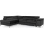 Canapé d'angle convertible - ERWAN - en velours luxe 5 places, anthracite, angle gauche (vu de face)