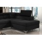 Canapé d'angle convertible - ERNEST - en tissu luxe 5 places, noir, angle droit (vu de face)