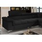 Canapé d'angle convertible - ERNEST - en tissu luxe 5 places, noir, angle droit (vu de face)