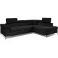 Canapé d'angle convertible - ERNEST - en tissu luxe 5 places, noir, angle droit (vu de face)