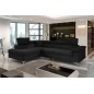 - Canapé d'angle convertible - ERNEST - en tissu luxe 5 places, noir, angle gauche (vu de face)