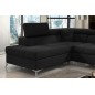 - Canapé d'angle convertible - ERNEST - en tissu luxe 5 places, noir, angle gauche (vu de face)