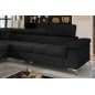 - Canapé d'angle convertible - ERNEST - en tissu luxe 5 places, noir, angle gauche (vu de face)
