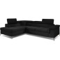 - Canapé d'angle convertible - ERNEST - en tissu luxe 5 places, noir, angle gauche (vu de face)