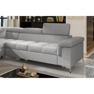 - Canapé d'angle convertible - ERNEST - en tissu luxe 5 places, gris, angle gauche (vu de face)