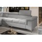 - Canapé d'angle convertible - ERNEST - en tissu luxe 5 places, gris, angle gauche (vu de face)