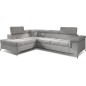 - Canapé d'angle convertible - ERNEST - en tissu luxe 5 places, gris, angle gauche (vu de face)