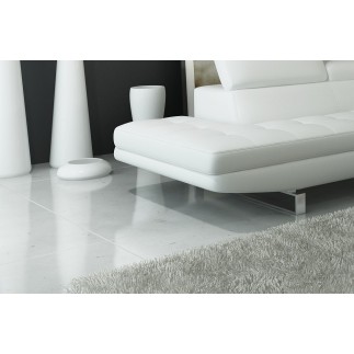 - Canapé d'angle en cuir italien 6 places BIRKIN, gris clair