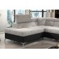 - Canapé d'angle convertible - ERMAN - en tissu et simili 5 places, gris et noir, angle gauche (vu de face)