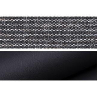 - Canapé d'angle convertible - ERMAN - en tissu et simili 5 places, gris et noir, angle gauche (vu de face)